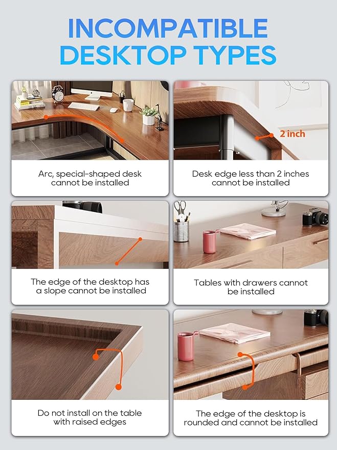 NODOCA No Drill Under Desk Cable Management Tray, 14'' Wire Management, Punch-Free Clamp on, Metal Cable Tray, Wire Organizer Under Desk, Under Desk Basket for Office and Home, Black(2 Packs)