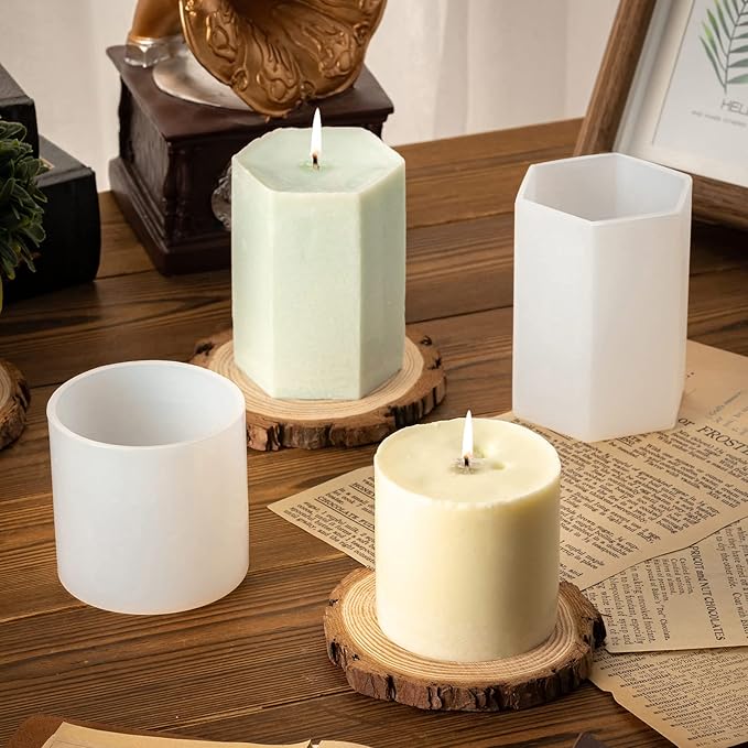 Silicone Candle Molds for Candles Making, 4PCS Cylinder and 2PCS Hexagon Resin Mold for Candle, DIY Crafts