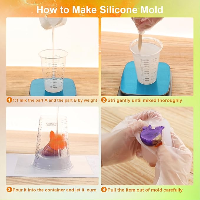 Silicone Mold Making Kit, 48oz 10A Elastic Liquid Silicone for Casting Resin molds and Candle & Soap Mold,Fast Cure Translucent Platinum Silicone Rubber
