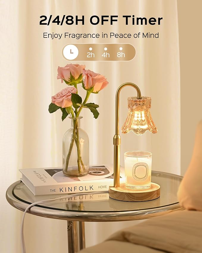JACKYLED Candle Warmer Lamps 2-Pack, Height Adjustable Fragrance Candle Warming Lamps with 4 Bulbs 35W, 2H/4H/8H Timer and 4-Level Dimmer, Wax Warmer Heater Lamp for Home Decor, Housewarming Gift