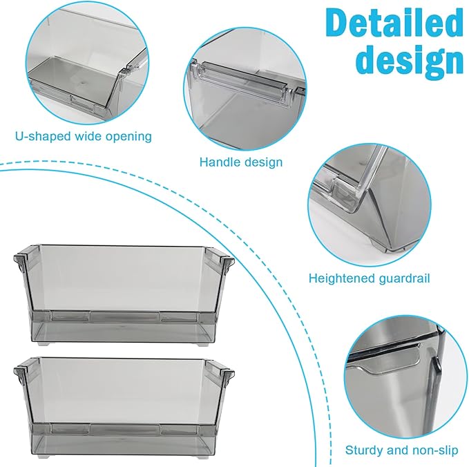 2Pack Pantry Organization and Food Storage Bin, Stackable Snack Organizer with Handles,Refrigerator Organizers and Storage for Kitchen Pantry Bathroom for Snacks, Spices,Chips Food Organizer