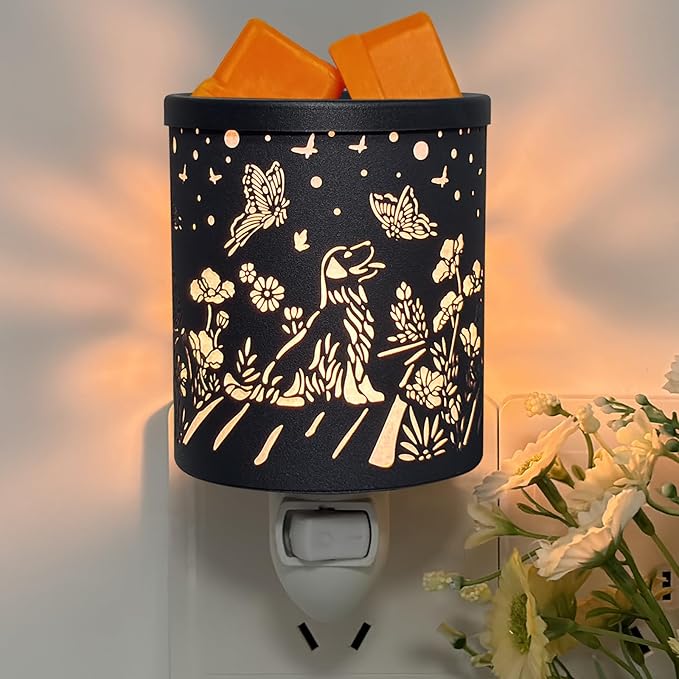 Plug in Wax Warmer for Scented Wax melt Warmer Scentsy Wax Warmer for Fragrance Oil Candle Warmer for Office Bedroom Gift & Home Decor（Dog and Butterfly）