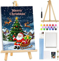 MOGTAA Christmas Paint by Numbers Kit for Adults Beginners with Frame, Santa Claus Adult Paint by Number Kits on Canvas with Easel, Easy DIY Winter Oil Painting Kits for Home Decor, 8x12in