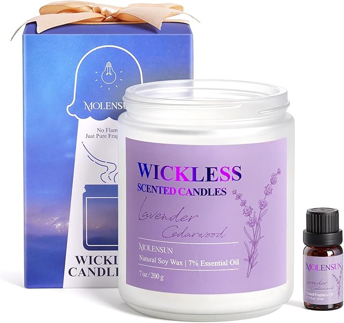 Lavender Cedarwood Wickless Candle for Candle Warmer Lamp with 10ml Essential Oil for Custom Aroma, Flameless Non-Toxic Soy Scented Candle for Home, Valentine Holiday or Birthday Gift for Women & Men