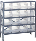 Quantum Storage Systems 1839-208CL Solid Heavy Duty 5 Shelves 16 Store-More Clear Bins 39" H x 36" W x 18" D