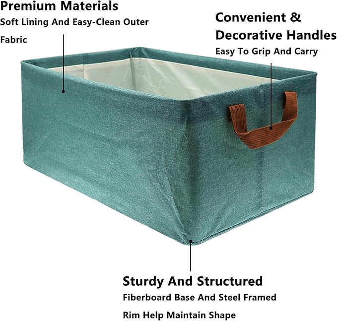 Large Capacity Storage Bins Closet Organizer System, 2PCS Fabric Storage Box with Steel Frame Stackable Shelf Storage Baskets Foldable Wardrobe Storage Box for Clothes Toys (Green)