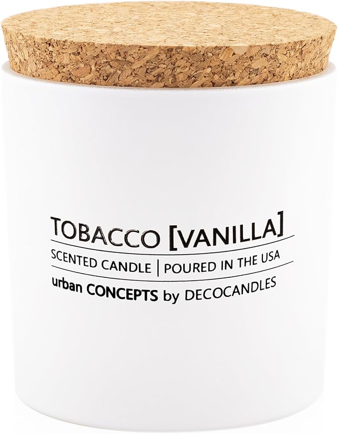 Urban Concepts by DECOCANDLES - Tobacco Vanilla - Highly Scented Soy Candle - Long Lasting - Hand Poured in USA (9 Oz.)