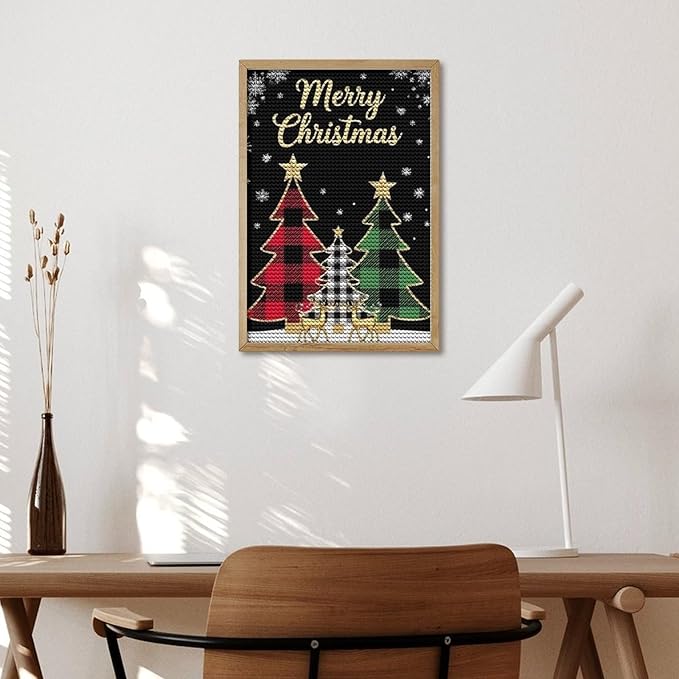 AIVKIEJK Diamond Painting Kits for Adults - Merry Christmas Tree Holiday Painting DIY 5D Full Drill Diamond Dots Paintings with Diamonds Gem Art and Crafts Home Decor 8"x12"