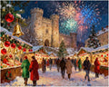 EnLvYY Christmas Market Paint by Numbers Adult 16x20 Inch, DIY Acrylic Painting Kit for Beginners, Castle Fireworks Holiday Night Scene Wall Art Home Decoration, Gift for Family and Friends, Unframed