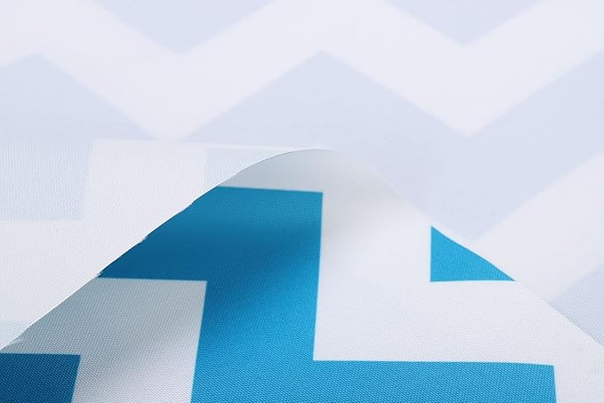 Mybecca Canvas Oxford Fabric Marine Waterproof Outdoor Awning 600 Denier Chevron Pattern Aqua Blue/White (Cut Separate by Yard for Prime Orders-1 Yard) (60"x36")
