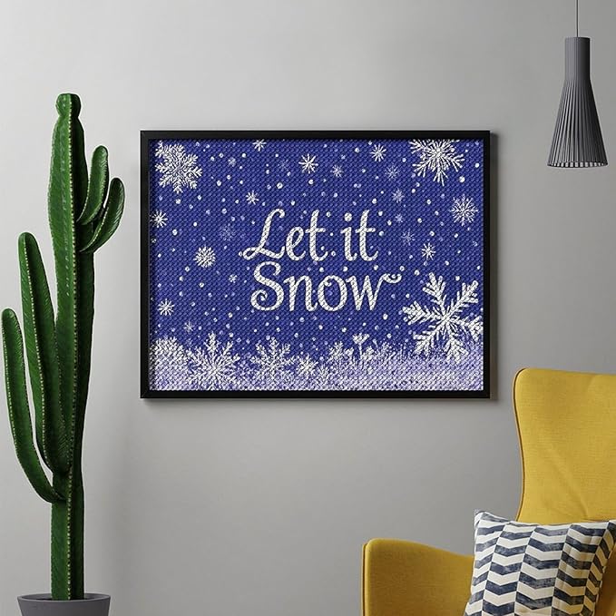 AIVKIEJK Diamond Painting Kits for Adults - Festive Snowflake Christmas Let It Snow Painting DIY 5D Full Drill Diamond Dots Paintings with Diamonds Gem Art and Crafts Home Decor 12"x16"