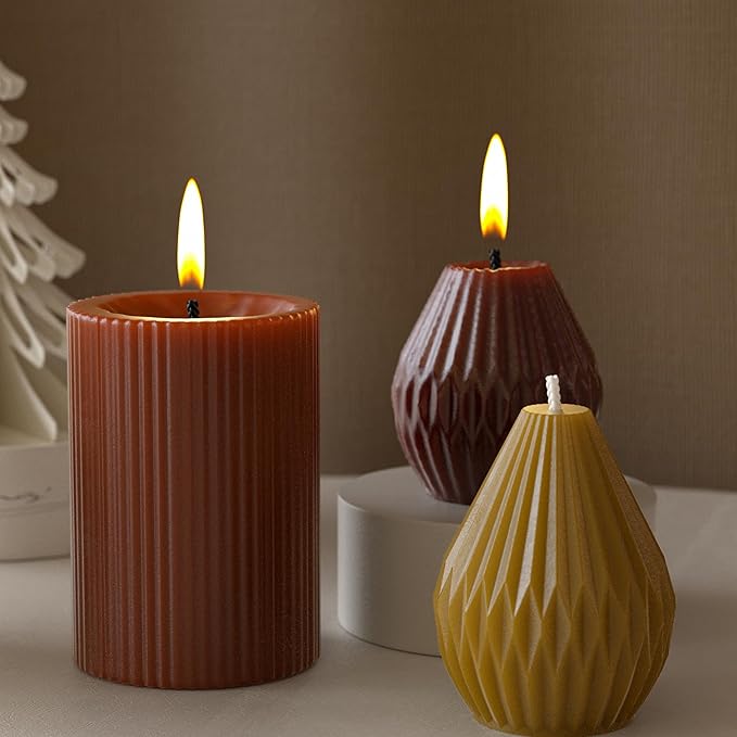 2 Pack Stripe Cylinder Pillar Spiral Candle Resin Mold - Resin Casting Silicone Molds for Home Decor & Candle Making Wave Spiral Mold
