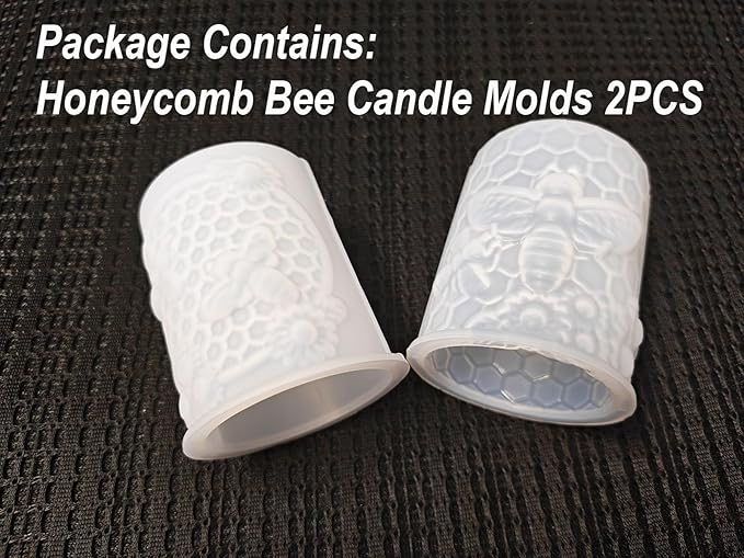 Honeycomb Bee Candle Silicone Molds 2PCS with Flowers Design, White Resin Cylindrical Mould Set, Soap Wax Beeswax Epoxy Casting Clay Mold-Kit, 2 Pack