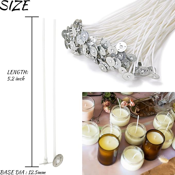 EricX Light Candle Making Kit, 60pcs Candle Wicks, 60pcs Candle Wicks Sticker, 16oz Soy Wax, 1pc Candle Wax Pouring Pot, 2pcs 3-Hole Wicks Centering Devices, 1pc Mixing Spoon, DIY Candles Craft Tools