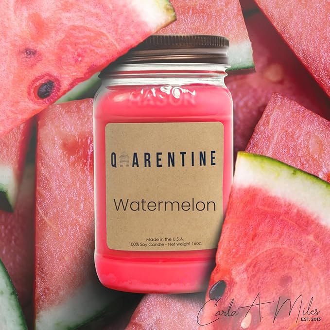 Organic Soy Wax Watermelon Scented Vegan Candle | Watermelon Aroma | 100% Pure Soy & Essential Oils | Long-Lasting Scent | Hand-Poured in The USA | Perfect for Aroma Therapy(16oz)