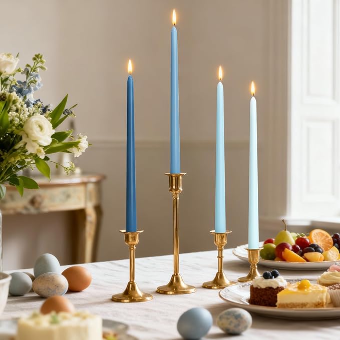 Viyffo Taper Candles, 12 Inch, 20 Pack, Blue – Unscented, Smokeless Design, Up to 8-Hour Burn – Tall Candlesticks for Table Decor, Weddings & Dinners