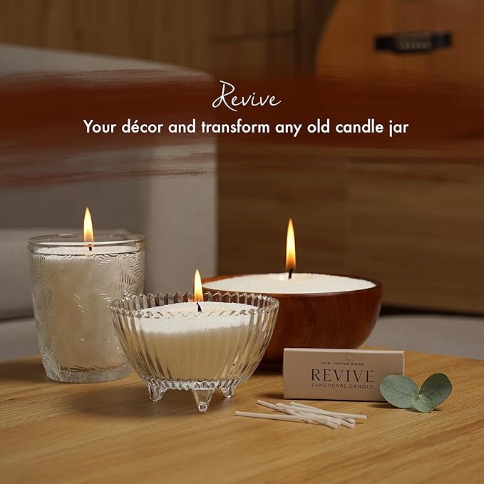 Vanilla Candle 18 Oz - Scented Sand Pearl Candles With Wicks | Refillable, Pearled Candle Sand Powder 100% Safe Vegan Palm Wax Pearls, Non Toxic with 30 Cotton Wick | Bead Candle Refill Making Kit