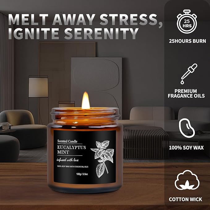 Scented Candles for Men | 6 Pack Candles for Home Scented, 150 Hour Burn Time Aromatherapy Christmas Candles Gifts for Men Birthday|Sandalwood Cedar |