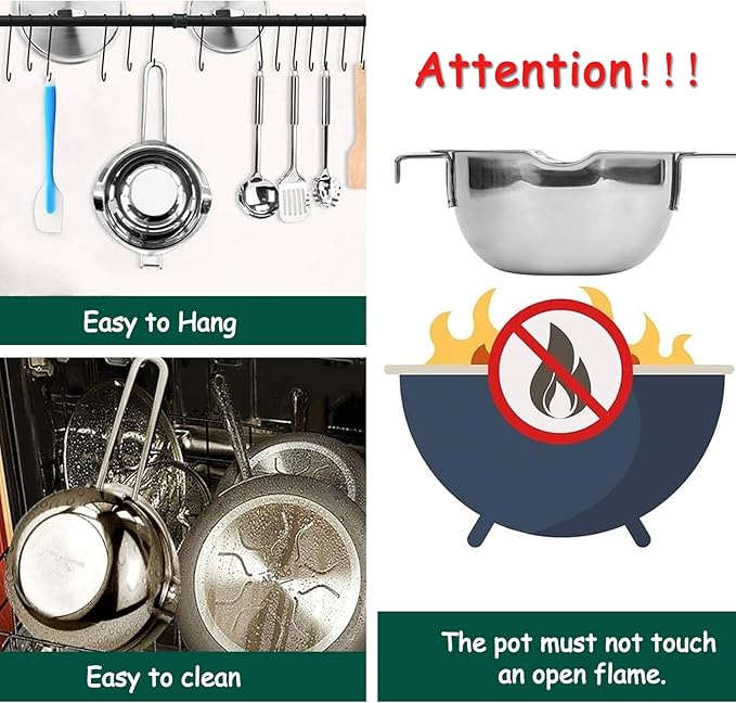 Candle Making Kit for Adults Beginners, Stainless Steel Double Boiler Pot Set for Melting Chocolate, Candy, Candle, Soap, Wax