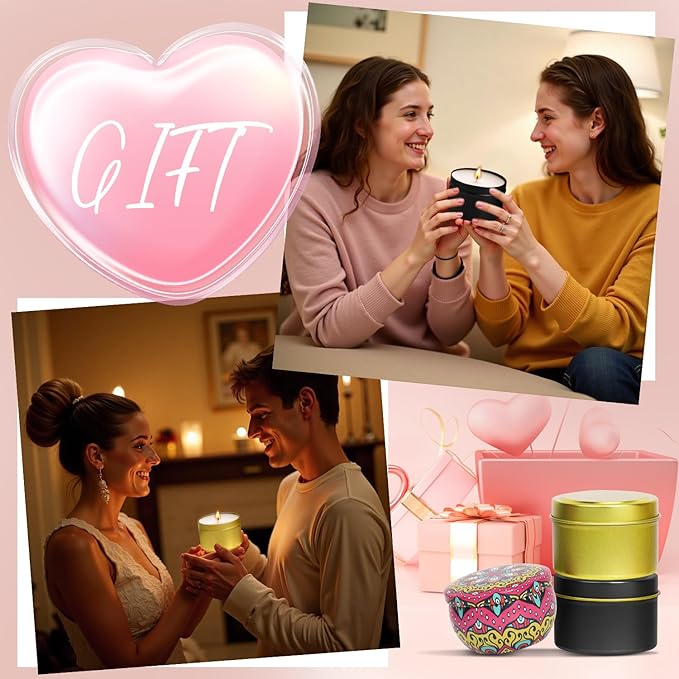 Blingfun 10 Packs 4 oz Candle Tins kit, Candle Making Tins, Candle Jars, 100pcs Candle Wicks, 100pcs Wick Stickers, Candle Containers for Making Candles (Golden)