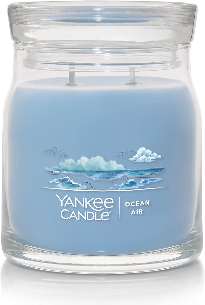Yankee Candle Ocean Air Scented Signature 13oz Medium Jar 2-Wick Candle Over 35 Hours of Burn Time