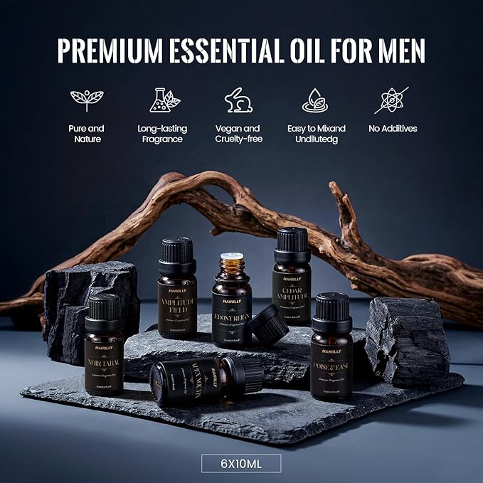 Luxury CEO Man Essential Oils Set,Men Essential Oils for Diffusers for Home,Gift for Men & Father, Masculine Fragrance Oils for Candle & Soap Making, Confident Aromatherapy Oils Kit