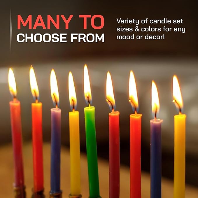 Danilovo Thin Taper Beeswax Candles - Honey-Scented, Decorative Candles Ideal for Birthday Decoration or Church Prayers - Red Drip Free, Tall & Smokeless Pack of 50 pcs, 7.3 x 0.24 inch