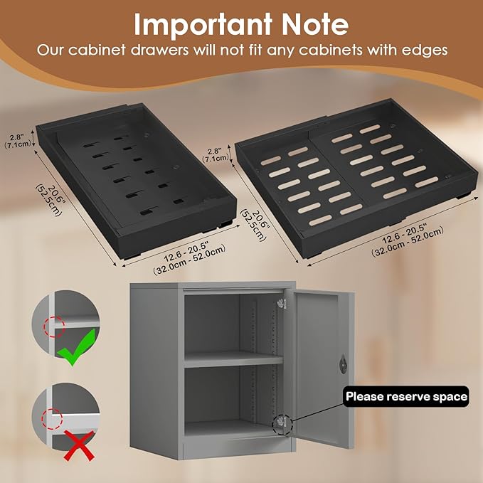 THMINS 4 Pack Heavy Duty Pull Out Cabinet Drawers - 21" Deep Expandable (12.6"-20.5") Kitchen Organizer (Black)