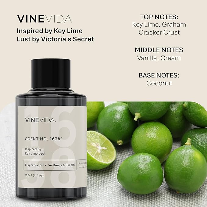 VINEVIDA [120mL] Key Lime Lust Fragrance Oil for Candle Making - Natural Candle Oil Scents - Soap Making Essential Oil - Made in USA