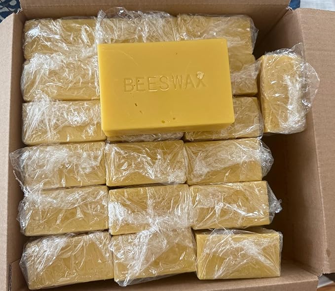 Twenty POUNDS - Swampland Bees & Co., Florida. 100% Naturally Premium Yellow/Golden Beeswax. Ideal for Candles, Cosmetics, waxing bee Frames, etc. Triple Filtered & Hand Poured into Twenty - 1lb Bars