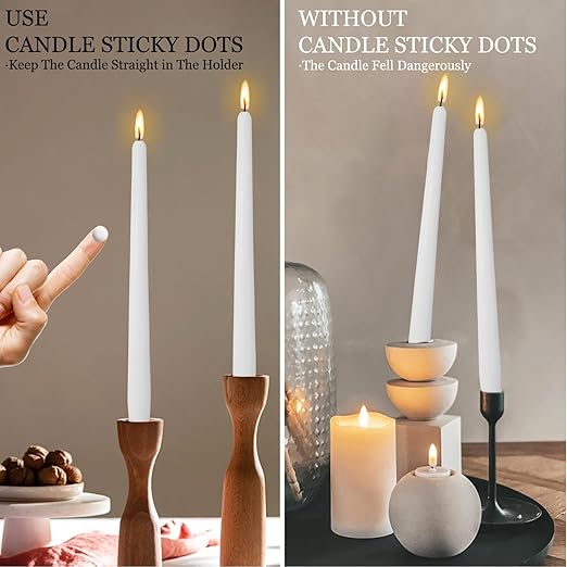 NJAO HOO Candle Sticky Dots Candle Adhesive Taper Candle Accessories Candle Wax Dots Round Double Sided Adhesive Small Candle Accessories(48 Dots)