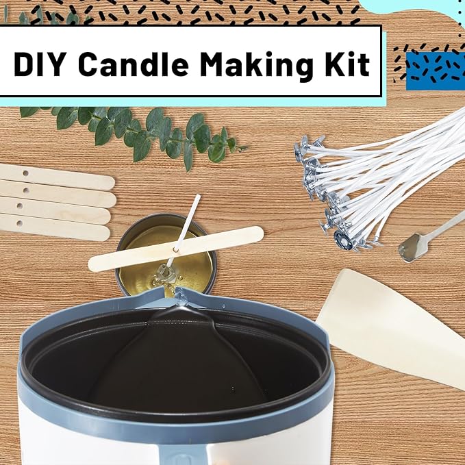 Ksedcon Wax Melting Pot for Candle Making, Electric Wax Melter with Pour Spout,Candle Making Supplies Includes Pouring Pot, Colors Dyes, Wicks, Thermometer