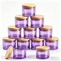 GLATABAM 4 OZ Candle Jars 12 Pack - Bulk Glass Candle Making Jars with Bamboo Lids & Labels, Heat Resistant Empty Reusable Candle Vessel for Containers(Purple)