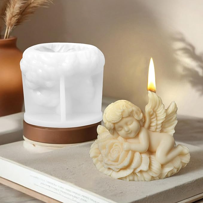 Rose Angel Candle Silicone Molds Resin Casting Mould for DIY Candle Making Polymer Clay Plaster