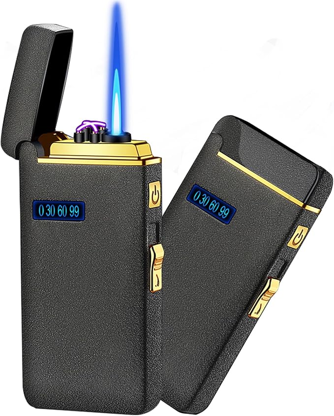 Electronic Lighter, Jet Flame Torch Lighters, 2 in 1 Arc Electric USB Rechargeable Windproof Infinity Lighter, Refillable Butane for Cigar, BBQs, Fireworks, Candle, Camping (Red)