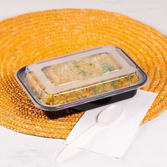 Karat Meal Prep Containers [16 oz - 150 ct] Reusable & Disposable Take Out Containers with Lids - Microwave & Dishwasher Safe Bento Boxes