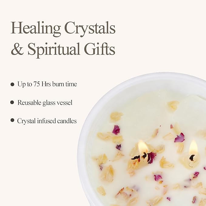 Chloefu LAN White Crystal Candle Gardenia Candles for Home Scented, Large 2-Wick Candle, Highly Scented, Gifts for Women, Anniversary Wedding, Thanksgiving, Birthday Gifts for Her Mom, 14 oz