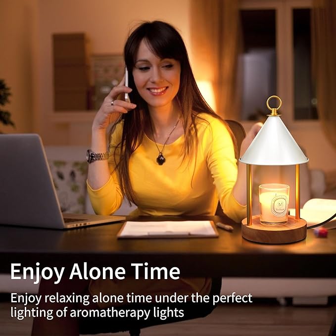 OGACFO Candle Warmer Lamp with Timer and Dimmable, Birthday Gifts Women Mom, Flameless Wax Warmer with Anti-Scald Bi Metal Shade for Jar Candles, Includes 2 Bulbs, Home Decor (White)