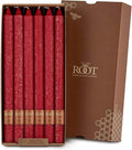 Root Candles Unscented Dinner Candles Premium Beeswax Blend Boxed Candle Set, 9-Inch, Red, 12-Count