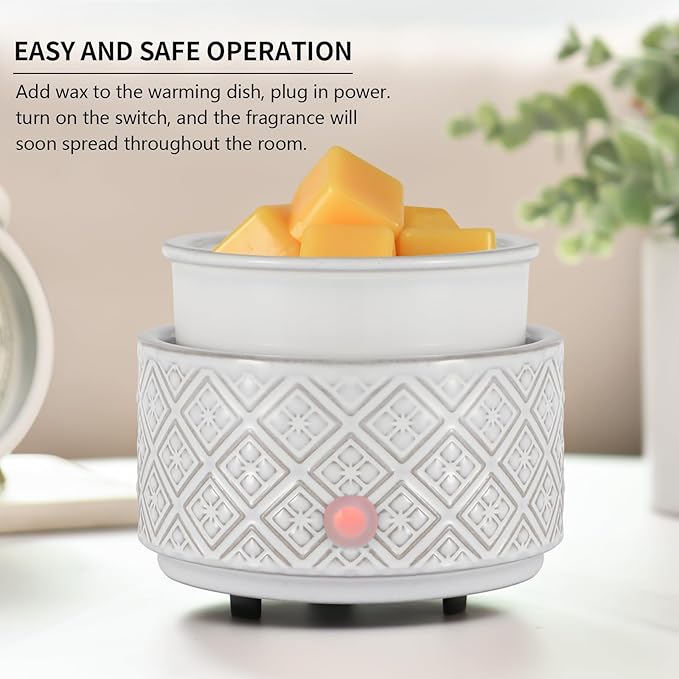 mocosa Wax Melt Warmer for Scented Wax,3-in-1Ceramic Wax Warmer Fragrances Candle Oils, Home Fragrance Burner,Electric Candle Warmer for Mom Women(White)