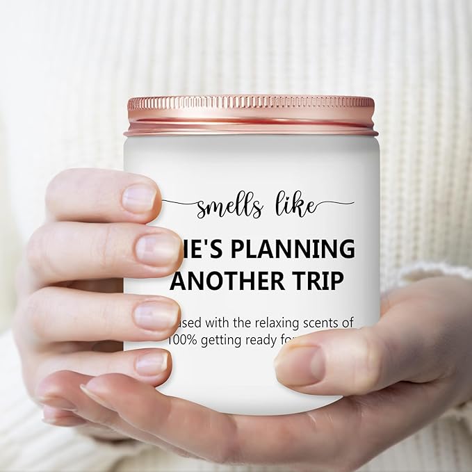 Travel Gifts for Women, Men - Travelers, Tourist Unique Great Gifts - Best Christmas Creative Vacation Trip Gift for The International Traveler People Who Travel - Lavender Scented Candle
