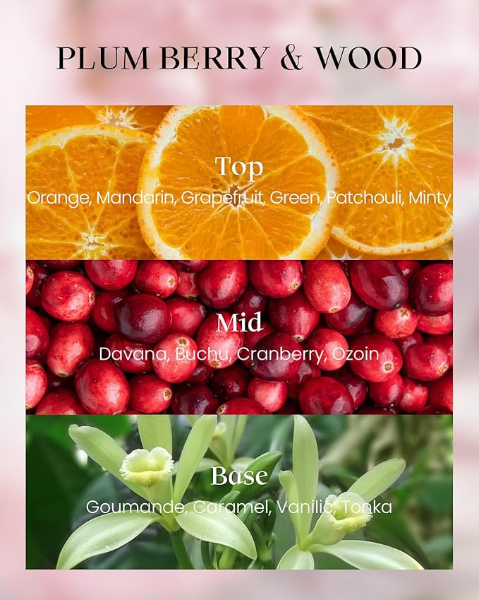 M&SENSE Plum Berry Wood Scented Vegan Soy Candles, Naturally Scented No Toxin, 8.1oz 42-Hour Slow Burning, Cozy Fall Home Fragrance for Relaxation, Housewarming Gift for Adults