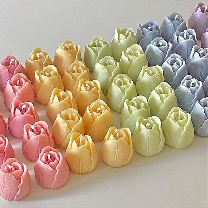 3 PCS Tulip Flower Silicone Molds 3D Floral Resin Candle Soap Mold,Candle molds for Candle Making for DIY Resin Crafts,Cake Decoration,Flower Fondant & Home Decor Casting