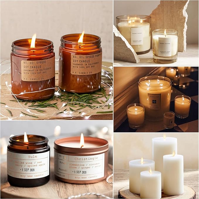 150 PcsCandle Wicks for Candle Making DIY, 4" 6" 8" Cotton Long Wicks for Candlemaking, with 5 WoodCandle Wick Holders for Candle Making Wick & 3 Sheets Stickers, for DIY Candles Crafts