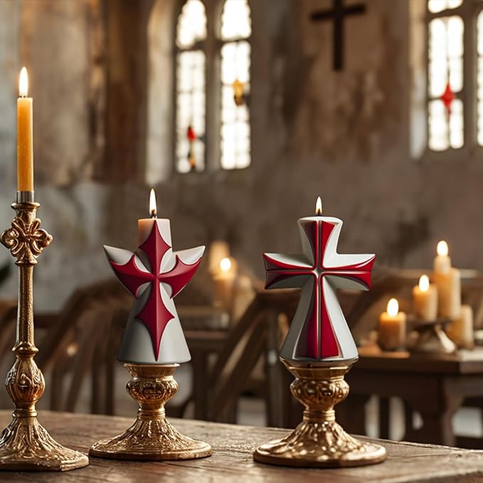 Cross Candle Silicone Molds Resin Casting Mould for DIY Religious Candle Making Polymer Clay Craft Plaster