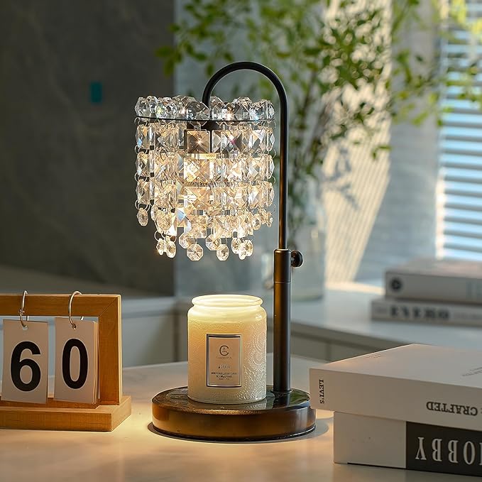 Candle Warmer Lamp with Timer Dimmer Adjustable Height for New Home Bedroom,Vintage Home Decor for Scented JaR 3 Bulbs for New Home Decor, Women Mom Christmas Birthday Gifts,Black (Black)