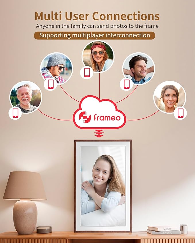 FRAMEO 15.6 Inch 32GB WiFi Large Digital Photo Frame 1920 * 1080 IPS FHD Touch Screen Smart Digital Picture Frame, Wall Mountable, Auto-Rotate,Share Instantly, Birthday Gifts for Women, Mom