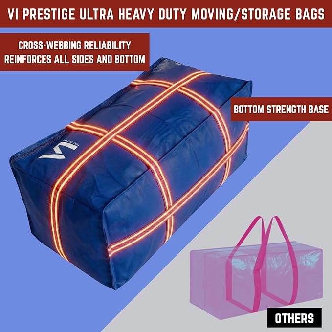 Moving Bags Heavy Duty, Packing Bags For Moving, Ultra Reinforced Camping Cargo Bag, Waterproof Canvas Storage Bins with Lids, Sturdy Extra Large Tote Bag with Zippers and Handles, Set of 5 Colors