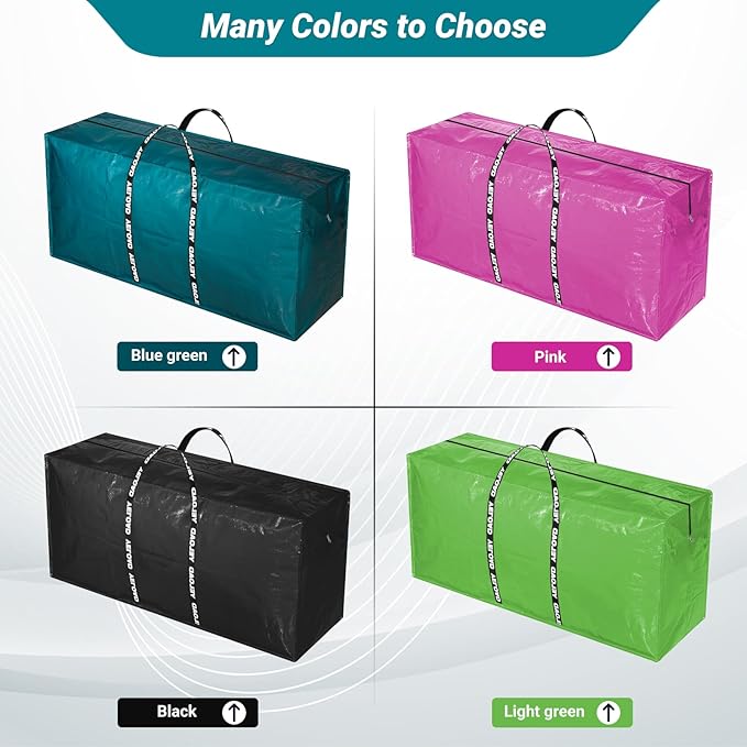 66 Gallon Extra Large Storage Bags 2 Pack – Black XXL Heavy Duty Waterproof Moving Tote Bags for College Dorm, Travel, Clothes & Bedding Foldable Zippered Duffle with Handles