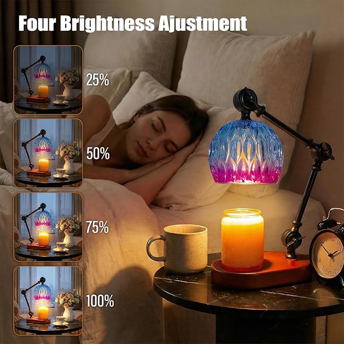 Candle Warmer Lamp, Dimmable Wax Melting Warmer with Adjustable Height, Bedroom Living Room Home Decor, Birthday Relaxation Gifts for Women (Purple, Wave)